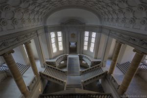 Adam X Urbex Urban Exploration Abandoned Germany Courthouse stairs staircase windows light ceiling