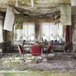 Dining Room table chairs green Biosphere Hotel Urbex Germany Adam X Urban Exploration Access 2016 Abandoned decay lost forgotten derelict location Deutschland Mould