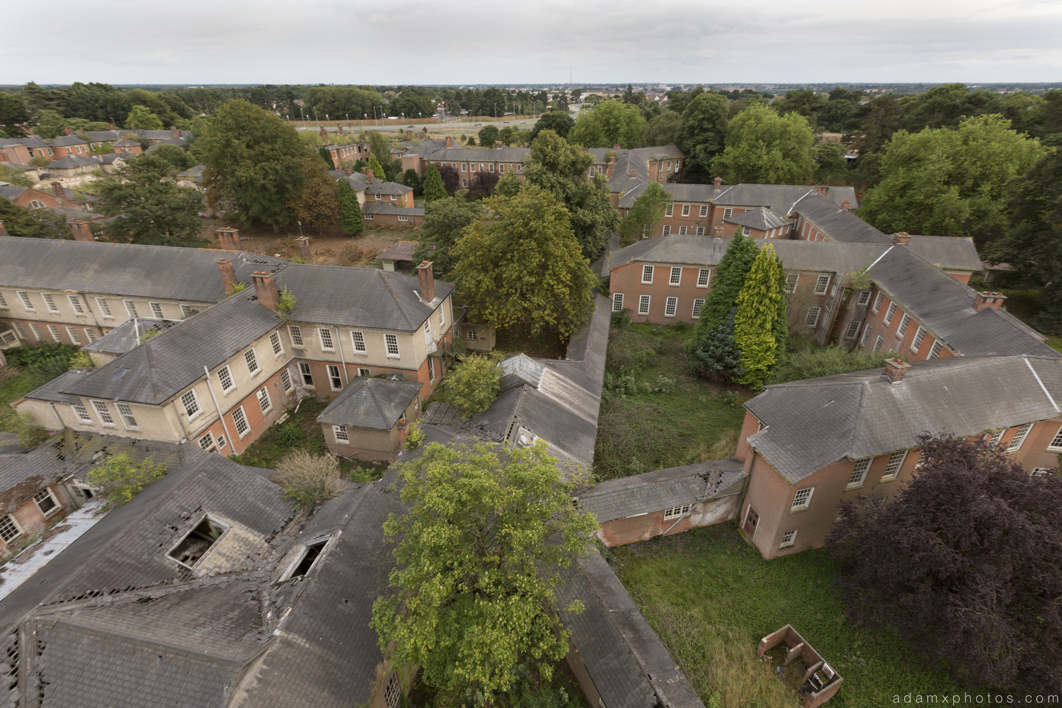 Wards and corridors view from the water tower high Severalls Mental Asylum Hospital Sevs Urbex Adam X Urban Exploration Access 2016 Abandoned decay lost forgotten derelict location creepy haunting eerie