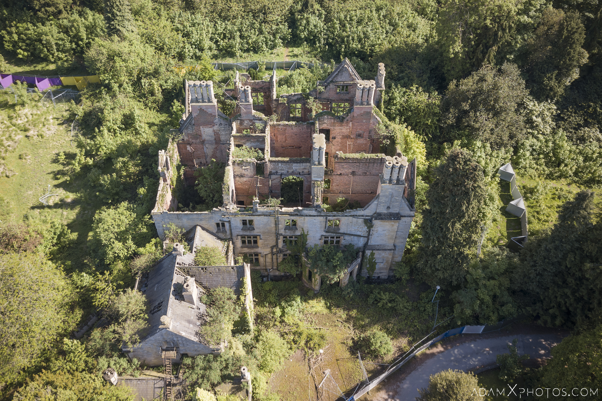 Drone From Above aerial Nocton Hall manor shell ruin DJI Mavic overgrown Lincolnshire Adam X Urbex Urban Exploration Access 2018 Abandoned decay lost forgotten derelict location creepy haunting eerie