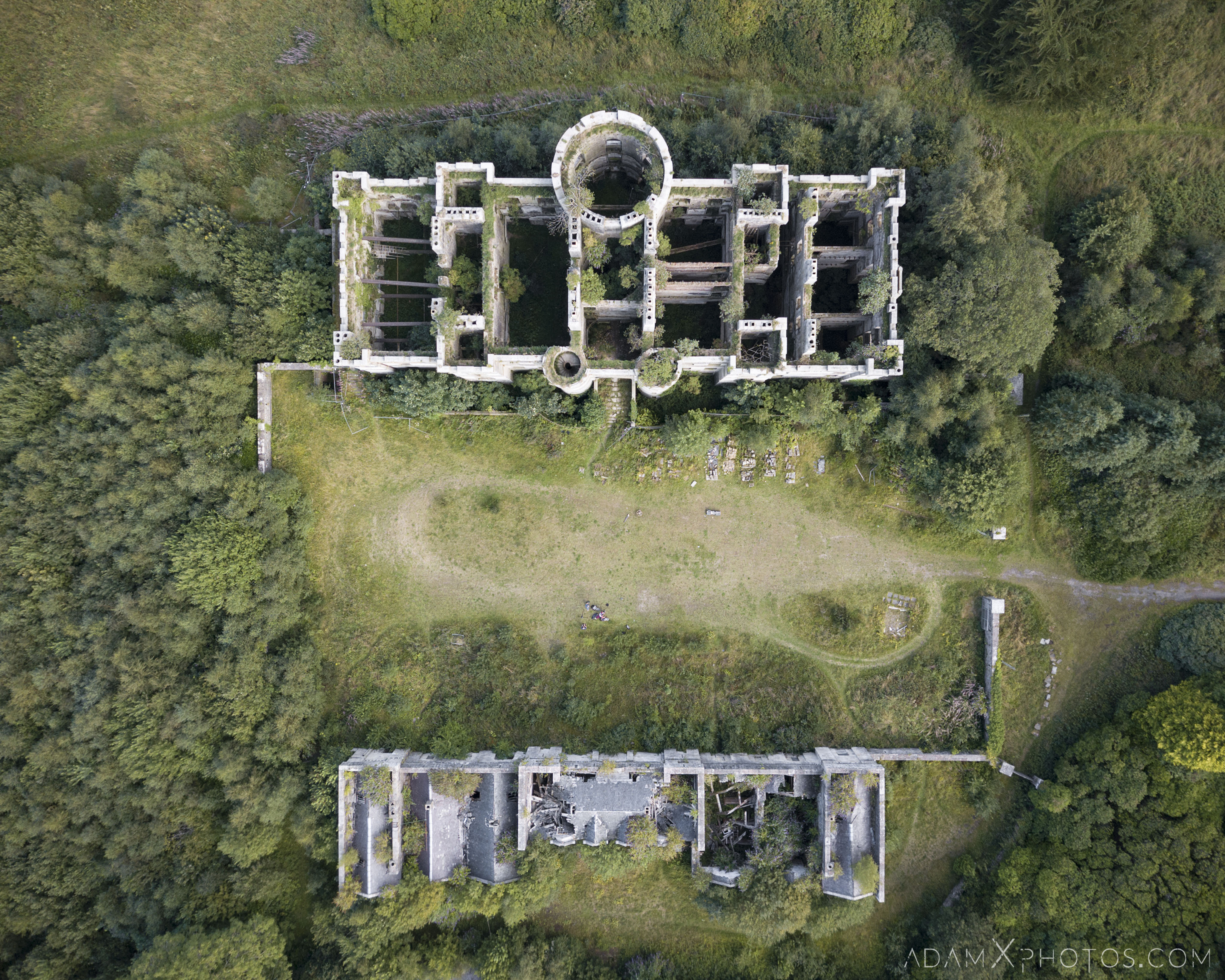 Drone Mavic from above aerial view Dalquharran Castle Ayrshire Scotland Adam X Urbex Urban Exploration Access 2018 Abandoned decay ruins lost forgotten derelict location creepy haunting eerie