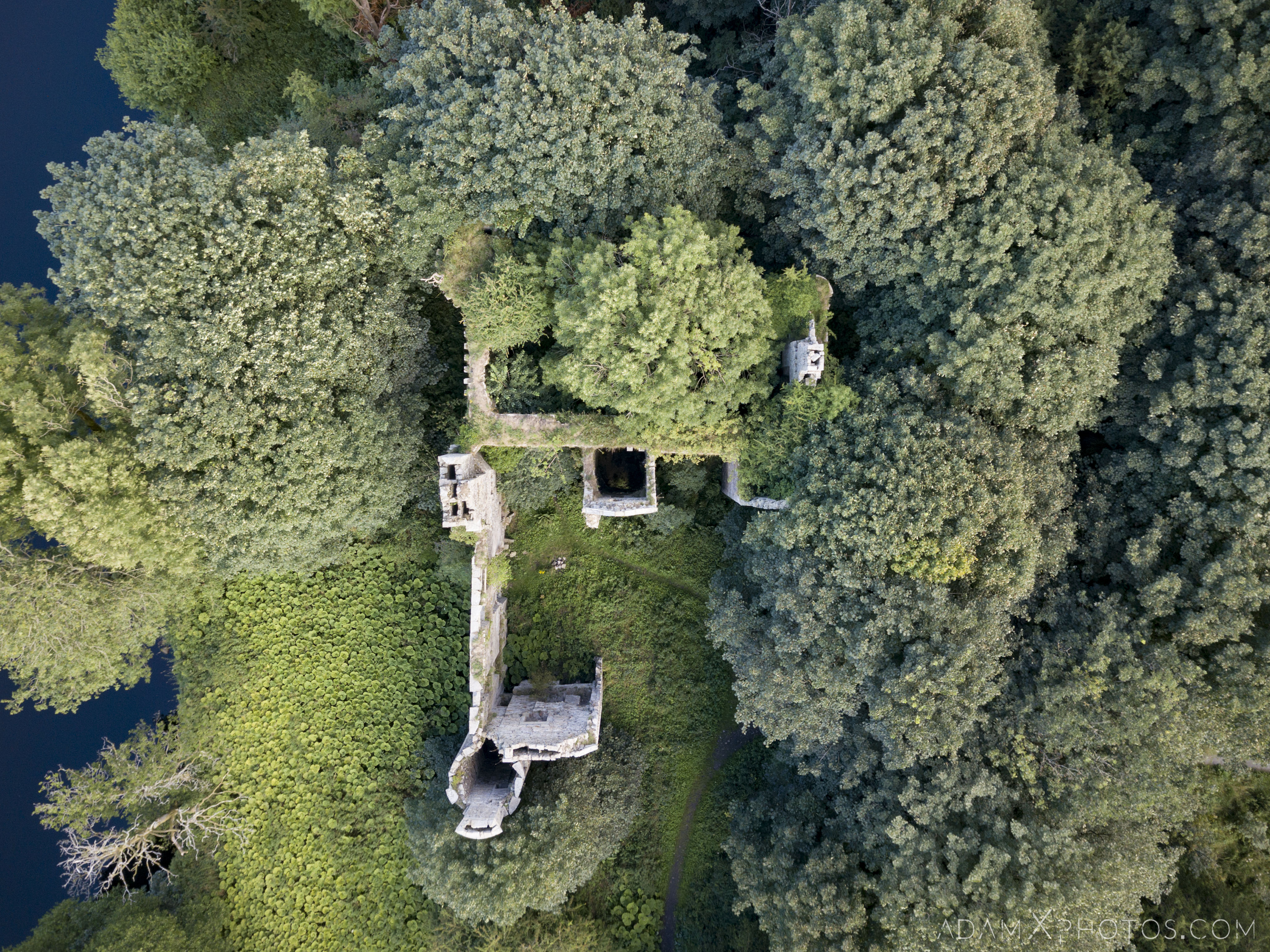 Drone Mavic from above aerial view overgrown Old Dalquharran Castle Ayrshire Scotland Adam X Urbex Urban Exploration Access 2018 Abandoned decay ruins lost forgotten derelict location creepy haunting eerie