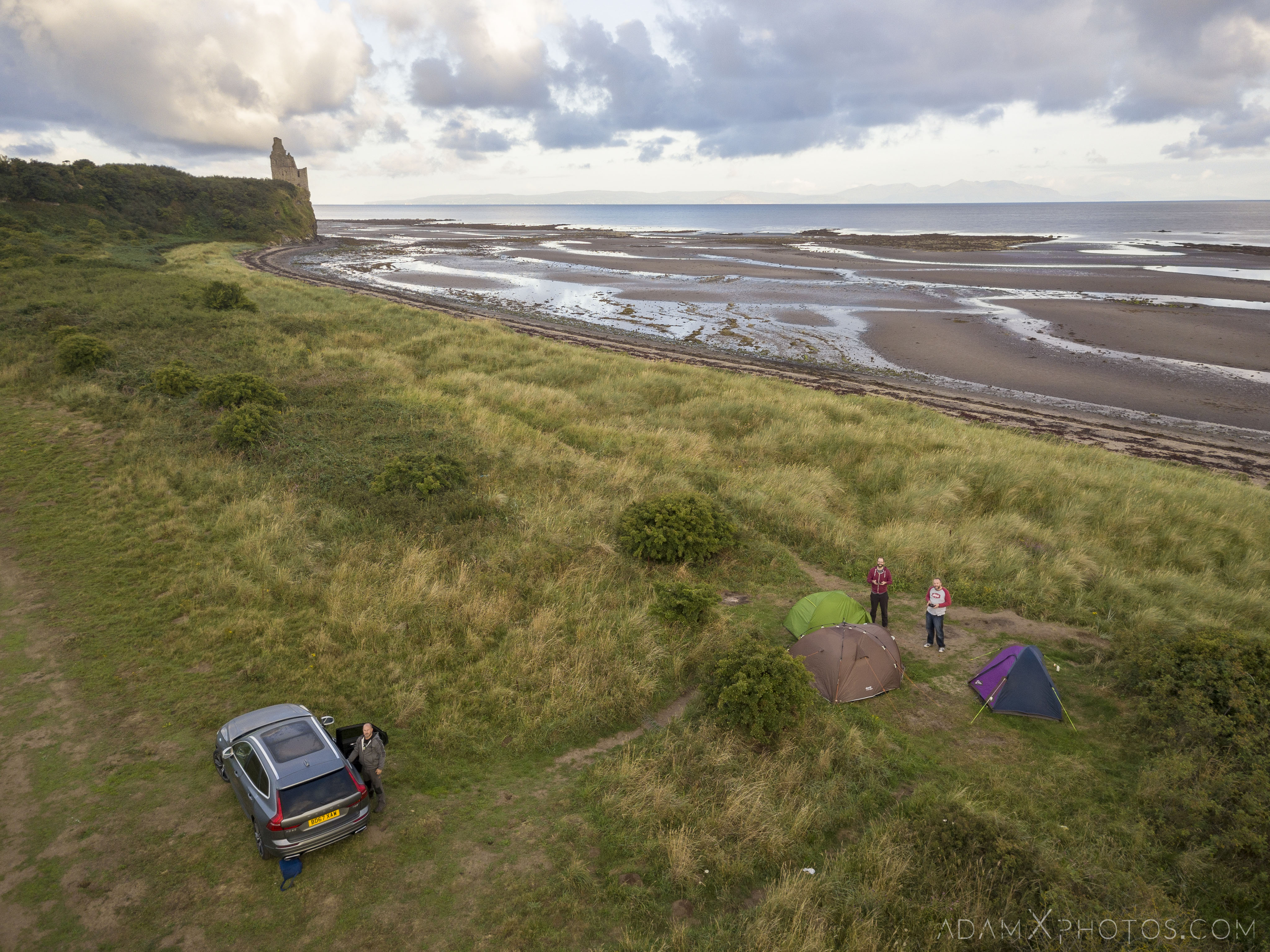 Wild Camping Ayr Team Shot Urbex Adam X tents where to wild camp scotland beach coast coastline drone mavic from above