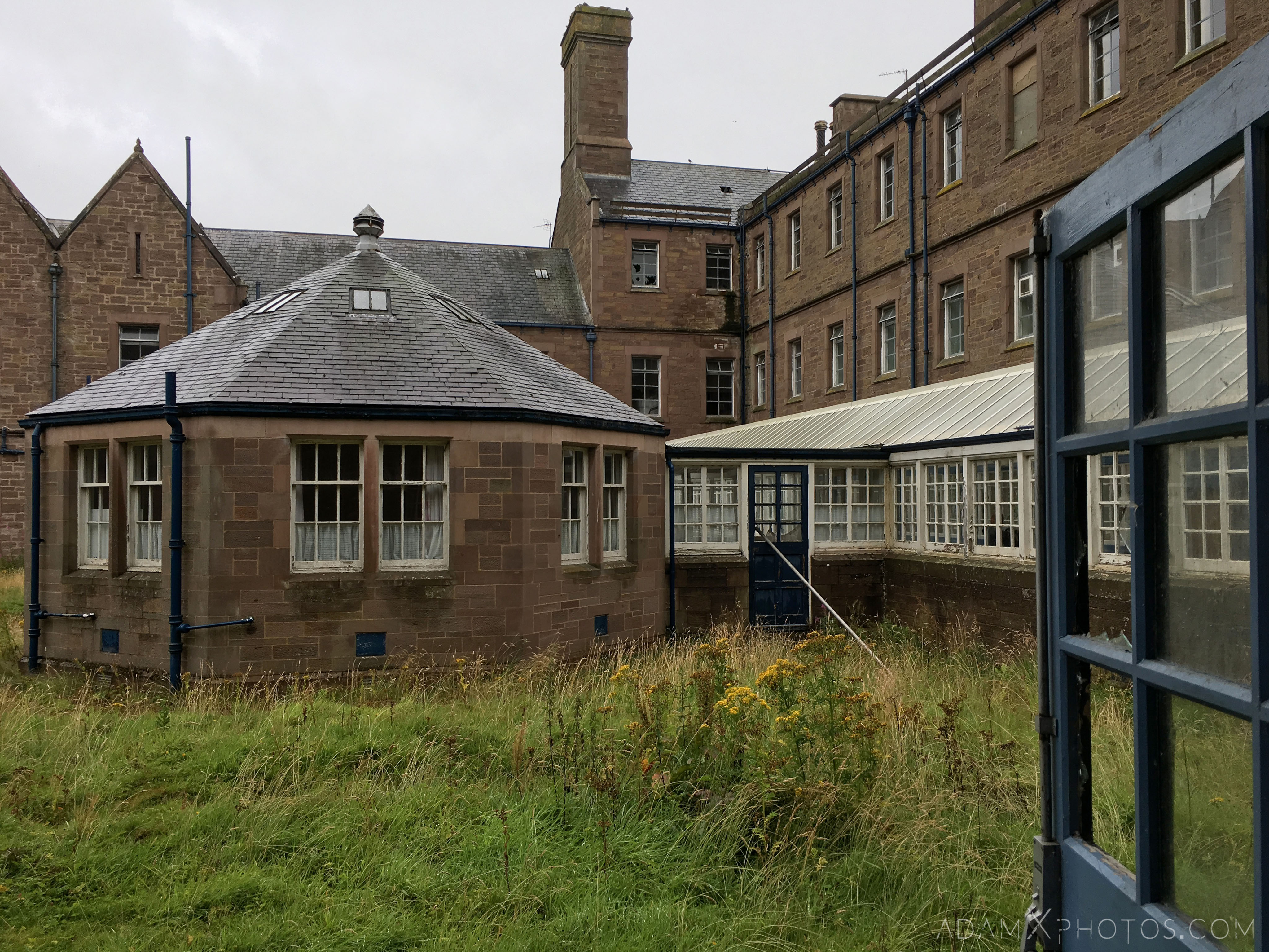 courtyard overgrown exterior outside Sunnyside Royal Hospital Montrose Scotland Adam X Urbex Urban Exploration Access 2018 Abandoned decay ruins lost forgotten derelict location creepy haunting eerie