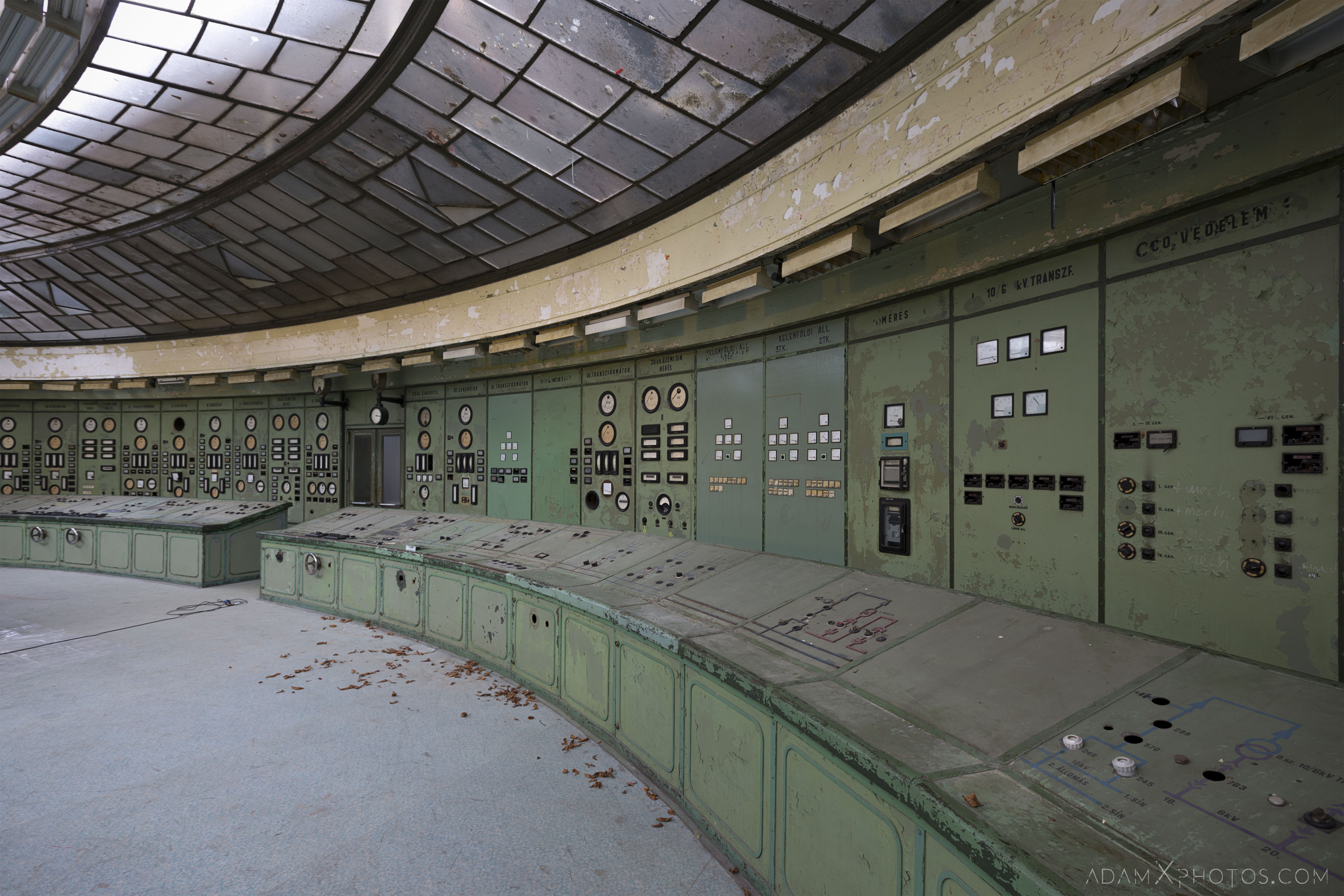 Kelenföld Control Room Art Deco Power Station Green controls panels switches udapest hungary Adam X Urbex Urban Exploration Access 2018 Abandoned decay ruins lost forgotten derelict location creepy haunting eerie