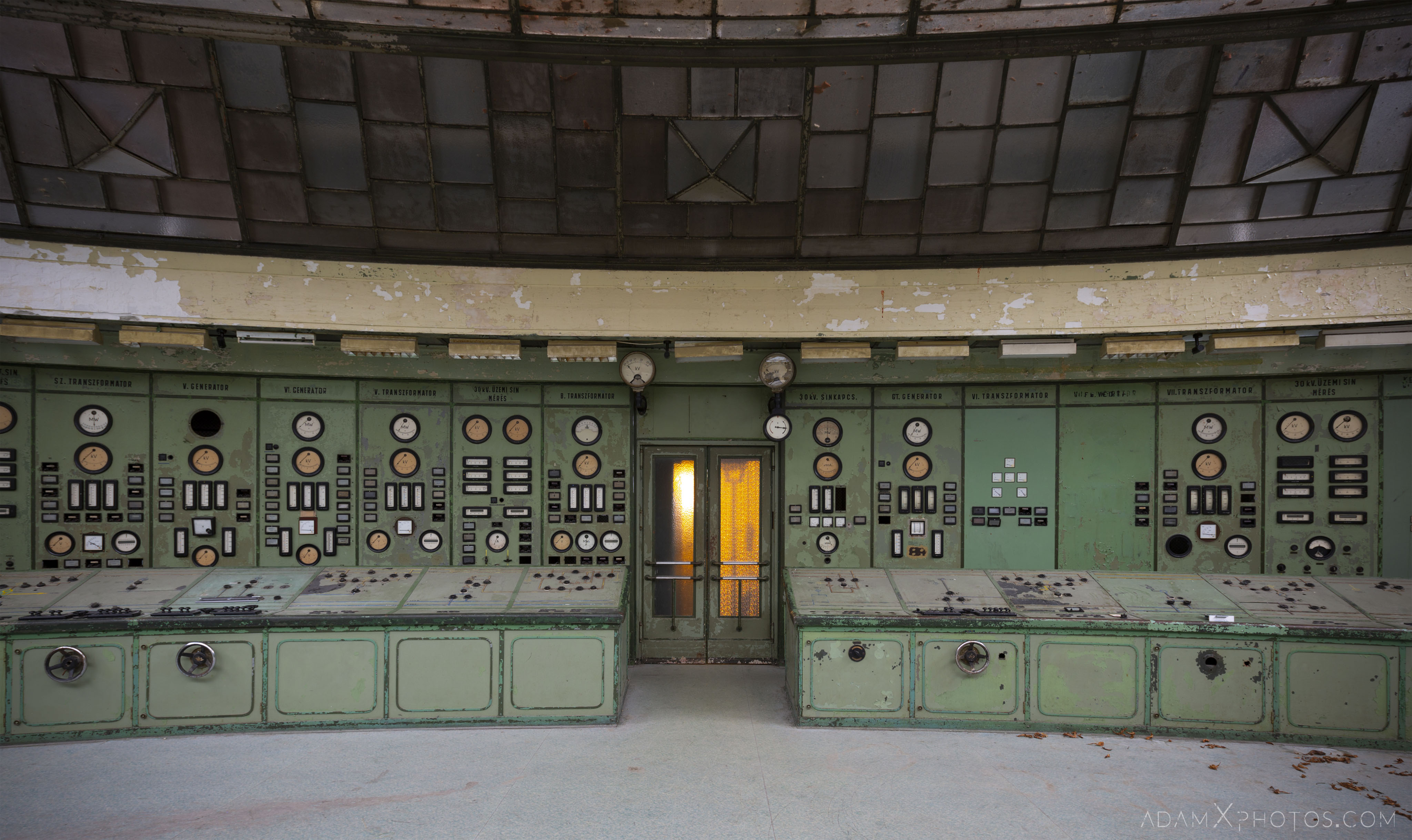 Kelenföld Control Room Art Deco Power Station Green controls panels switches udapest hungary Adam X Urbex Urban Exploration Access 2018 Abandoned decay ruins lost forgotten derelict location creepy haunting eerie