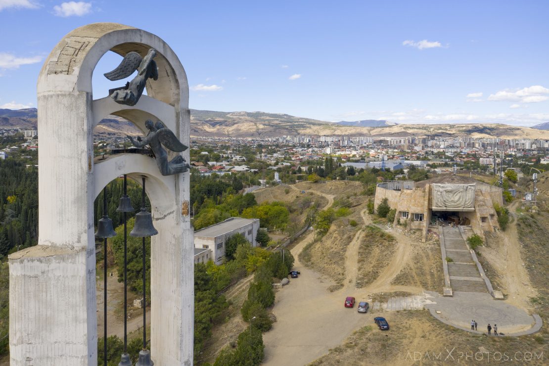 Monument to Saint Nino Archeological Museum Drone Aerial from above Front entrance Soviet Monument to Saint Nino Tbilisi Georgia Soviet era Adam X Urbex Urban Exploration 2018 Abandoned Access History decay ruins lost forgotten derelict location creepy haunting eerie security